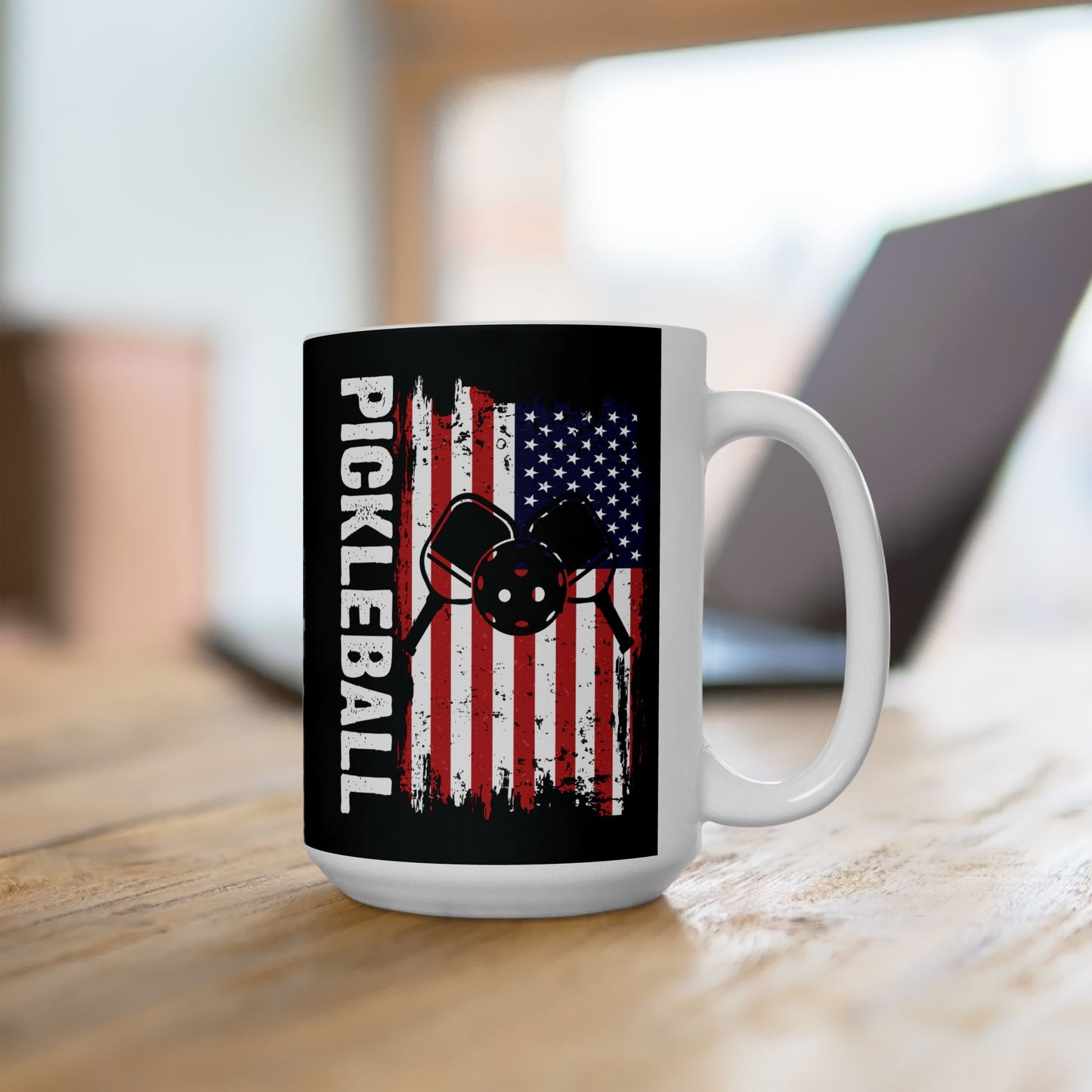 Pickleball Eye-Catching Mug - Pickleball with America Flag
