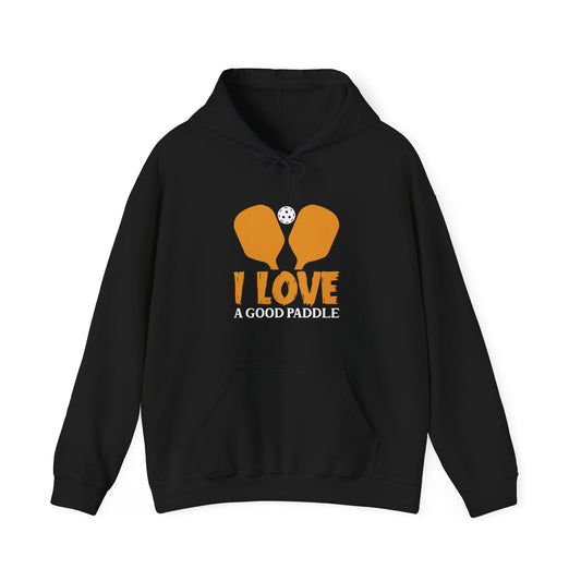 Men's Comfy Pickleball Hoodie - I Love a Good Paddle Black