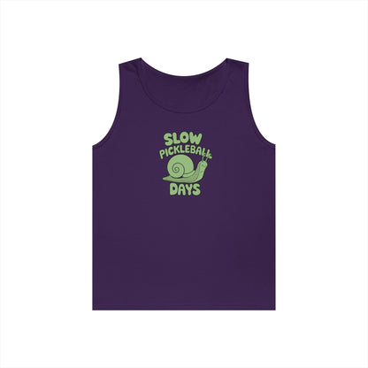 Women's Cute Pickleball Tank Top - Slow Pickleball Days Purple