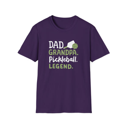 Men's Durable Pickleball T-shirt - Dad Grandpa Pickleball Legend Purple