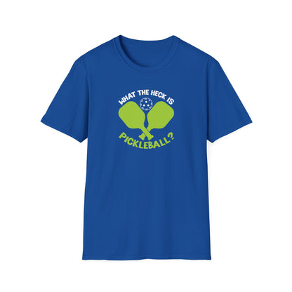 Men's Funny Pickleball T-shirt - What the Heck Is Pickleball? Royal