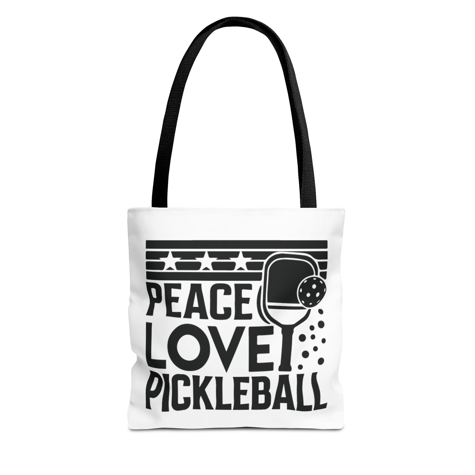 Pickleball Bold Tote Bag - Peace Love Pickleball Black