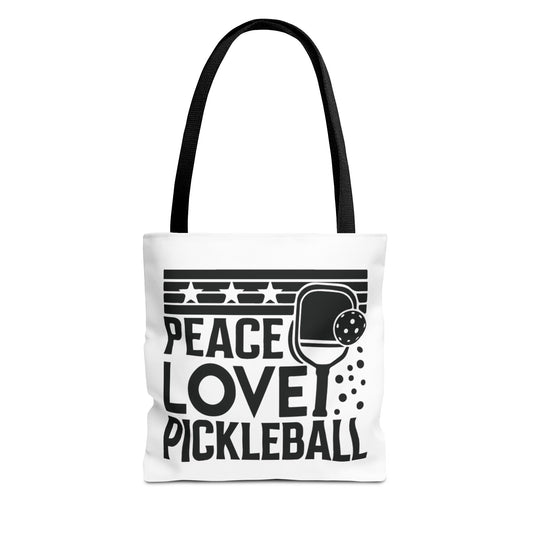 Pickleball Bold Tote Bag - Peace Love Pickleball Black