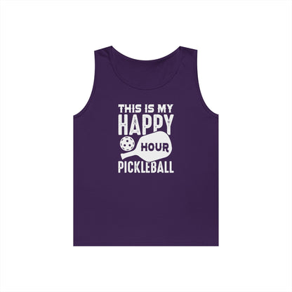 Women's Comfy Pickleball Tank Top - This Is My Happy Hour Pickleball Purple
