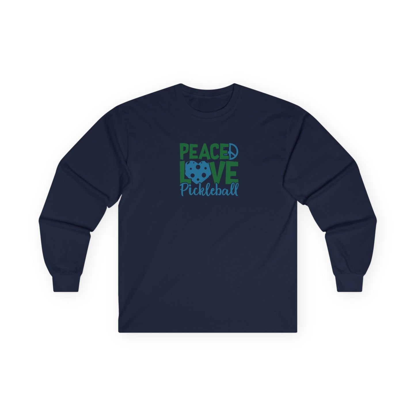 Women's Stylish Pickleball Long Sleeves top - Peace, Love, Pickleball Navy