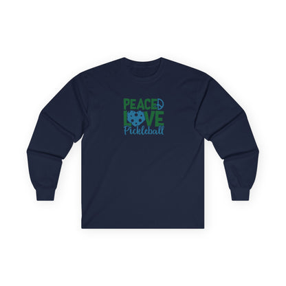 Women's Stylish Pickleball Long Sleeves top - Peace, Love, Pickleball Navy