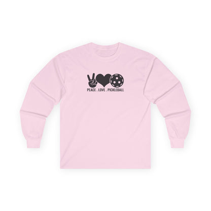 Women's Stylish Pickleball Long Sleeves top - Peace, Love, Pickleball Pink