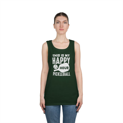 Women's Comfy Pickleball Tank Top - This Is My Happy Hour Pickleball