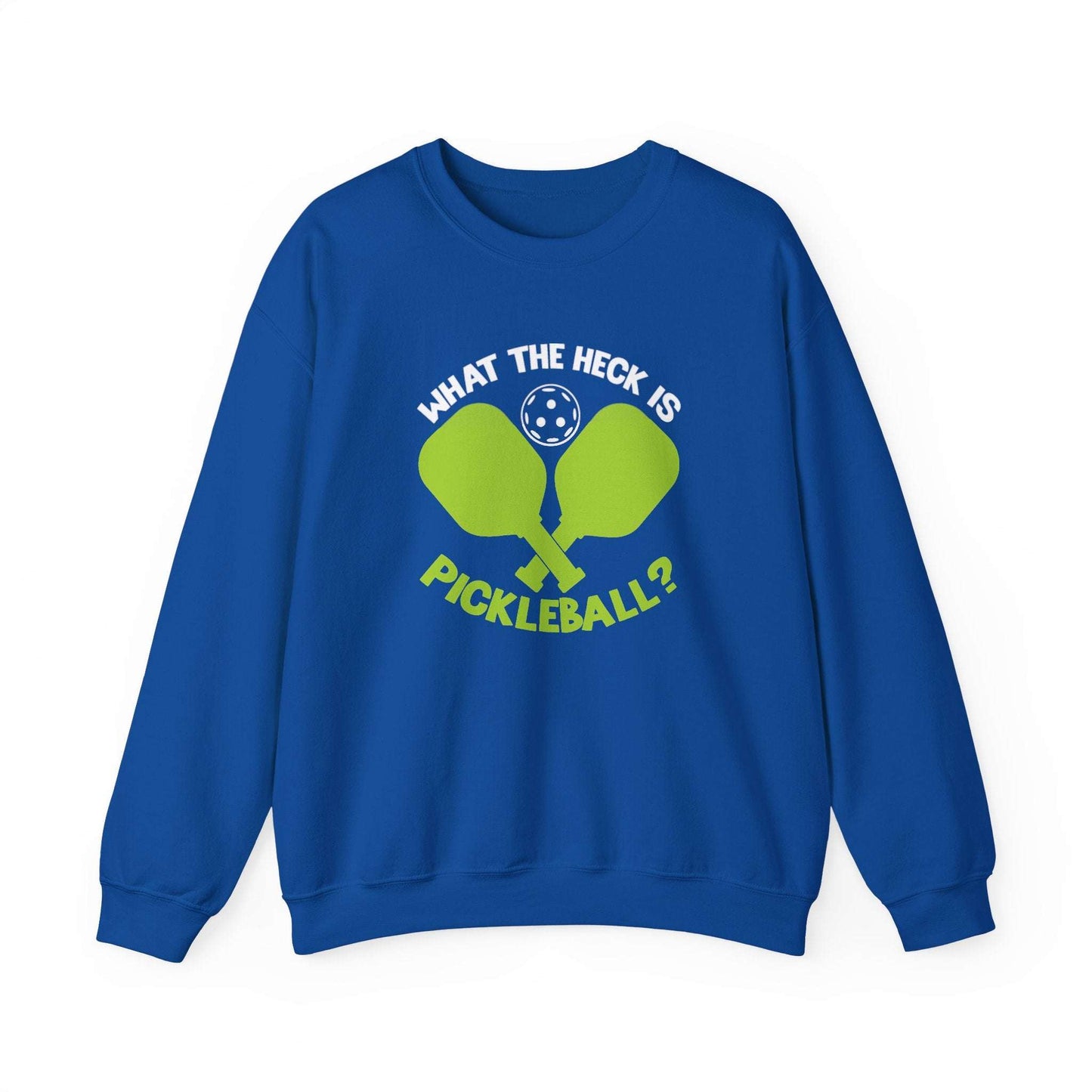 Men's Funny Pickleball Sweatshirt - What the Heck Is Pickleball? Royal