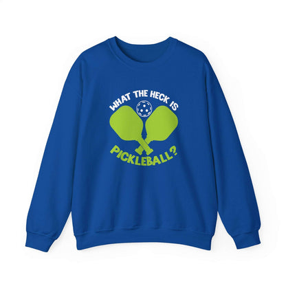 Men's Funny Pickleball Sweatshirt - What the Heck Is Pickleball? Royal
