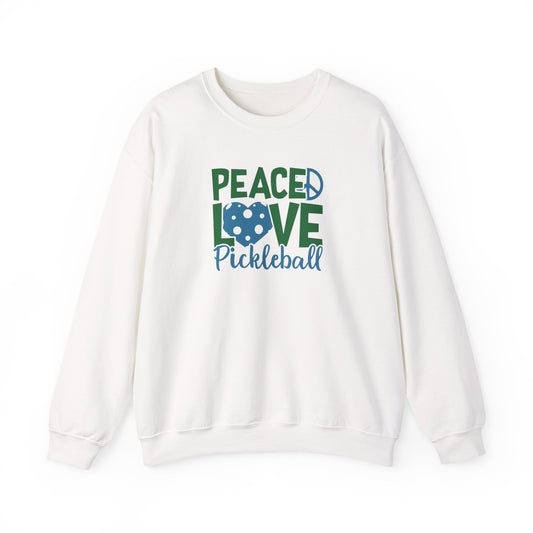 Women's Comfy Pickleball Sweatshirt - Peace, Love, Pickleball White