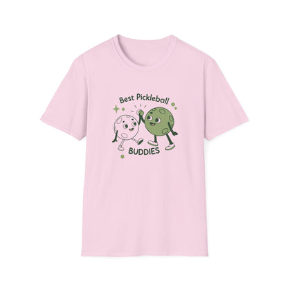 Women's Colorful Pickleball T-shirt - Best Pickleball Buddies Pink