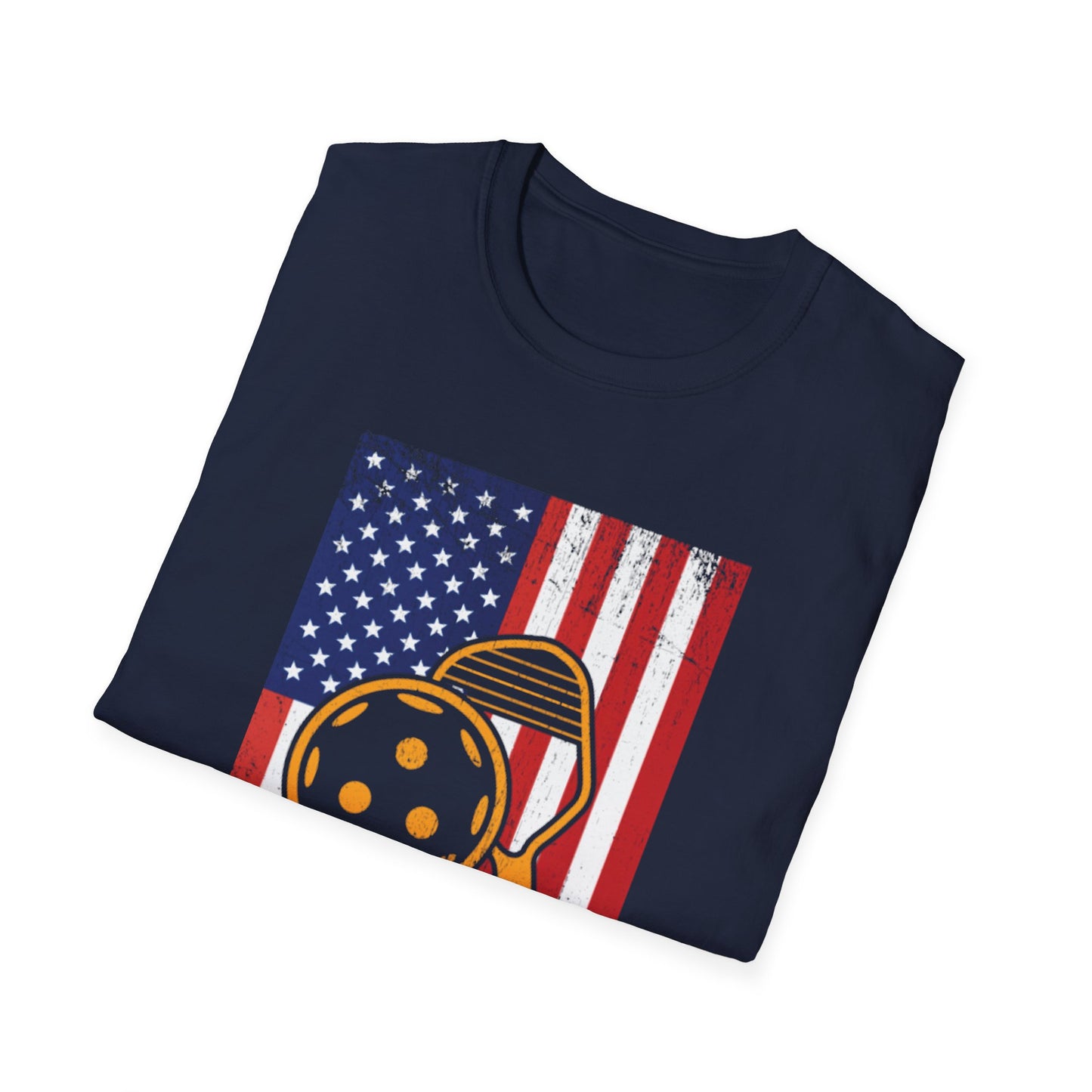 Women's Vibrant Pickleball T-shirt - Pickleball with American Flag