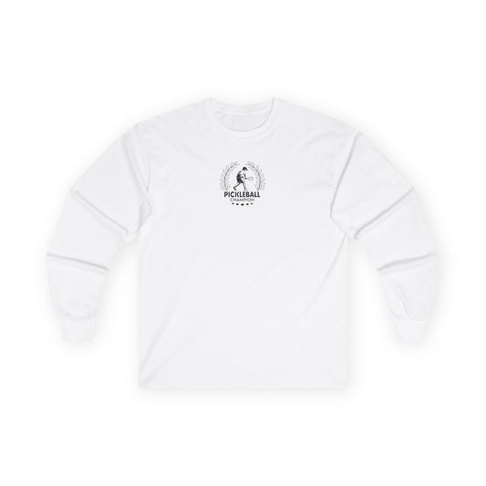 Men's Comfy Pickleball Long Sleeves top - Pickleball Champion White