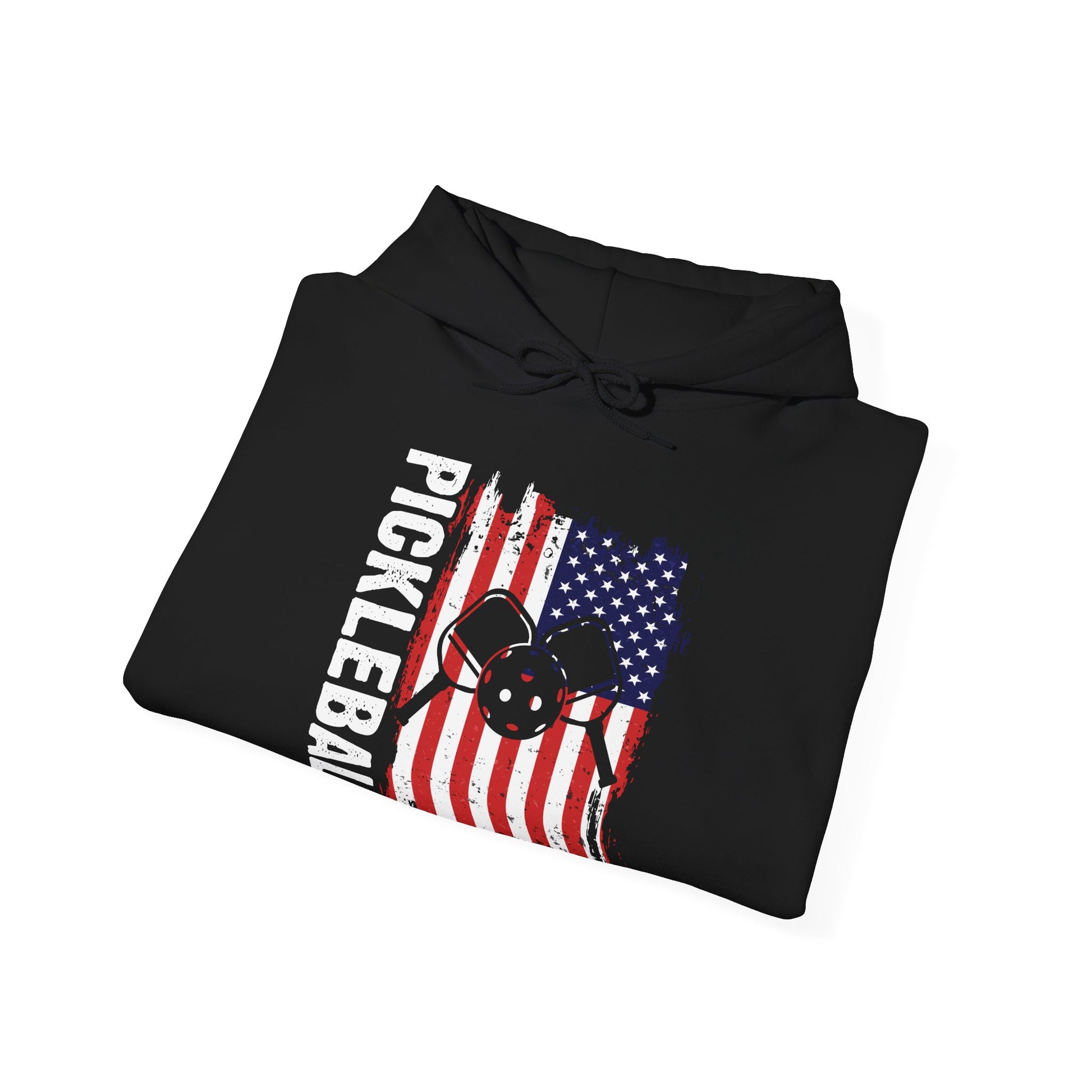 Men's Comfy Pickleball Hoodie - Pickleball with American Flag