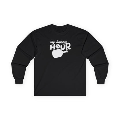 Women's Durable Pickleball Long Sleeves top - My Happy Hour Black