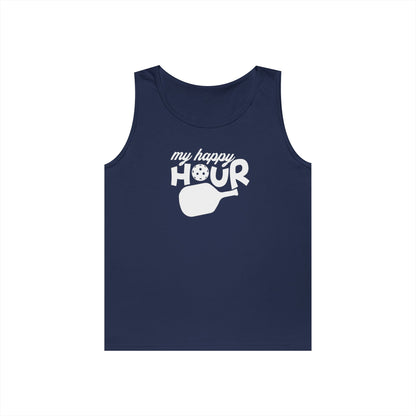 Men's Durable Pickleball Tank Top - My Happy Hour Navy