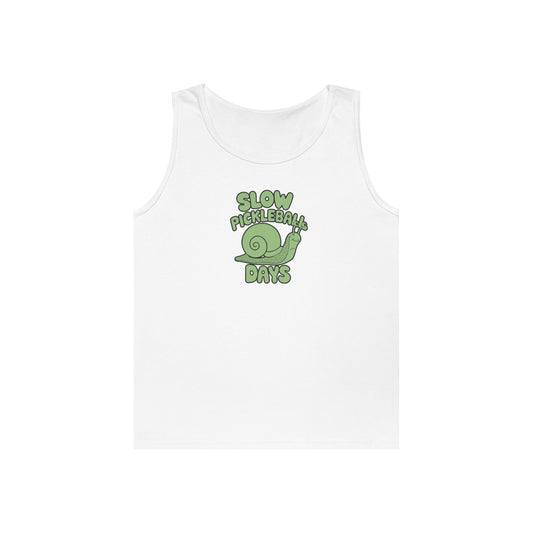 Women's Cute Pickleball Tank Top - Slow Pickleball Days White