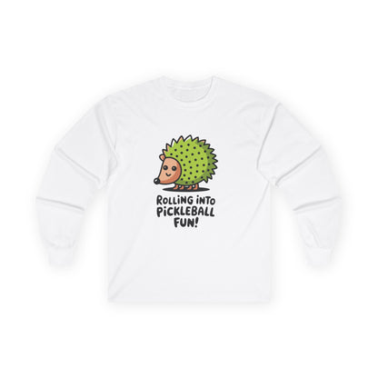 Women's Cute Pickleball Long Sleeves top - Rolling into Pickleball Fun White
