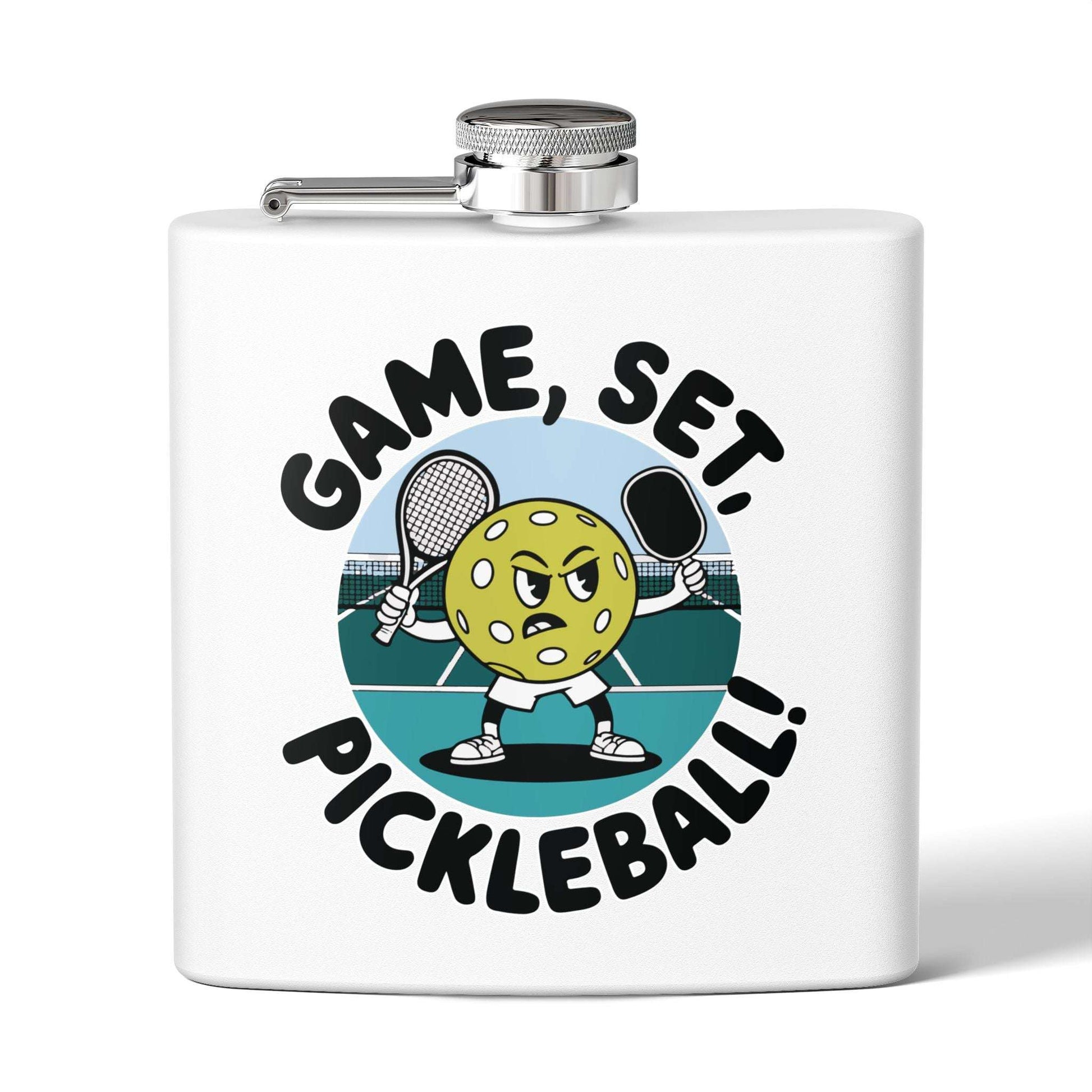 Pickleball Durable Flask - Game, Set, Pickleball White