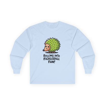 Women's Cute Pickleball Long Sleeves top - Rolling into Pickleball Fun Blue