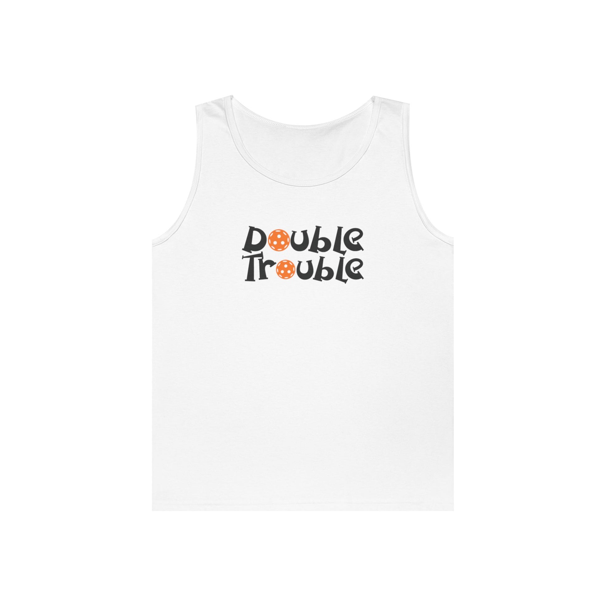 Men's Funny Pickleball Tank Top - Double Trouble White