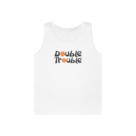 Men's Funny Pickleball Tank Top - Double Trouble White
