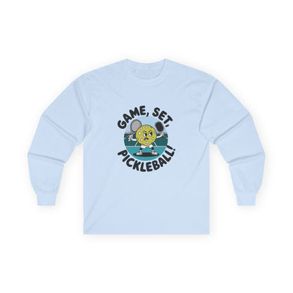 Women's Funny Pickleball Long Sleeves Top - Game, Set, Pickleball Blue