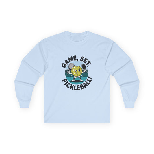 Women's Funny Pickleball Long Sleeves Top - Game, Set, Pickleball Blue