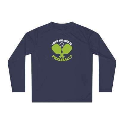 Men's Funny Pickleball Long Sleeves top - What the Heck Is Pickleball? Navy