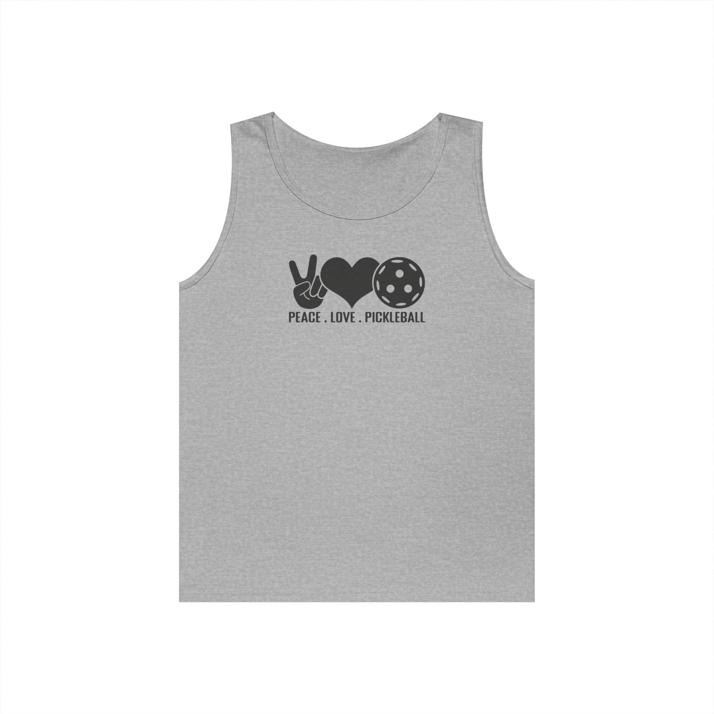 Women's Stylish Pickleball Tank Top - Peace, Love, Pickleball Gray