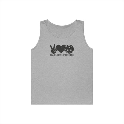 Women's Stylish Pickleball Tank Top - Peace, Love, Pickleball Gray