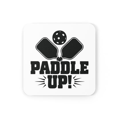 Pickleball Stylish Cork Coaster - Paddle Up White