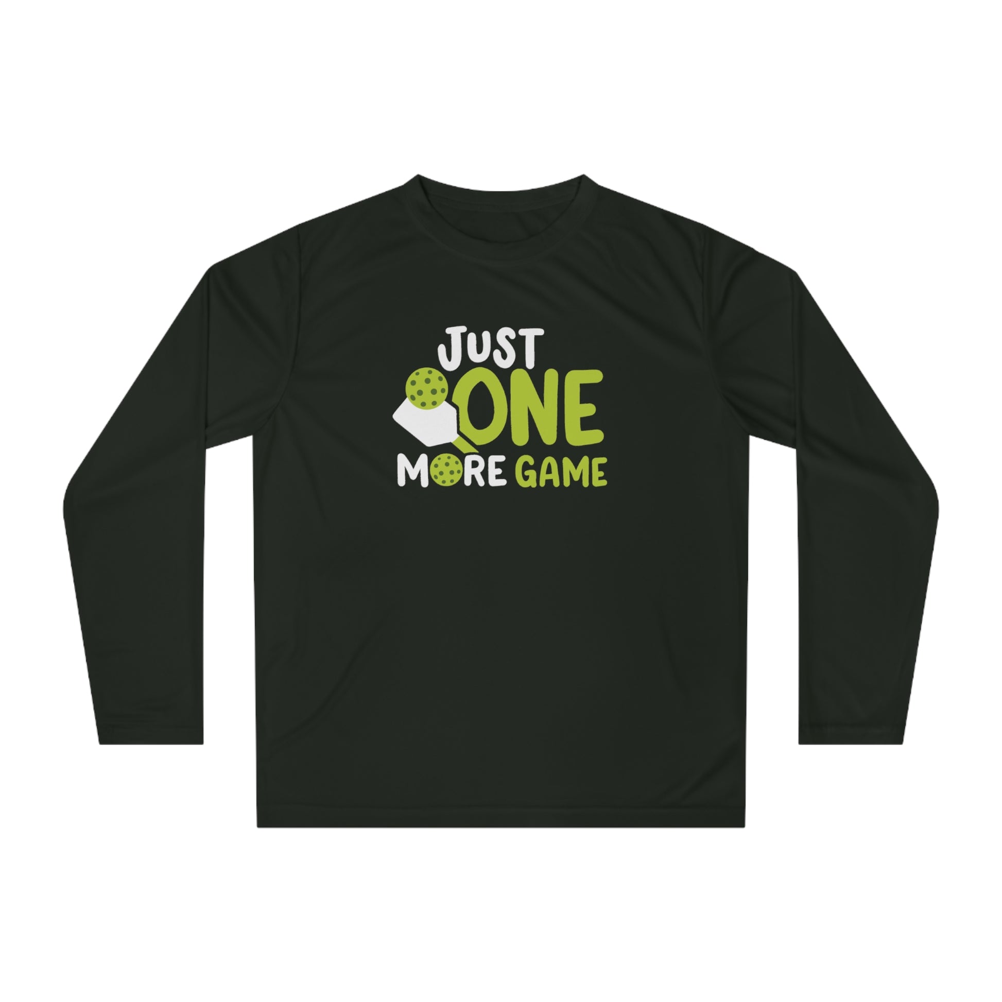 Women's Cute Pickleball Long Sleeves top - Just One More Game Black