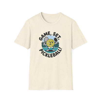 Men's Soft Pickleball T-shirt - Game, Set, Pickleball Beige