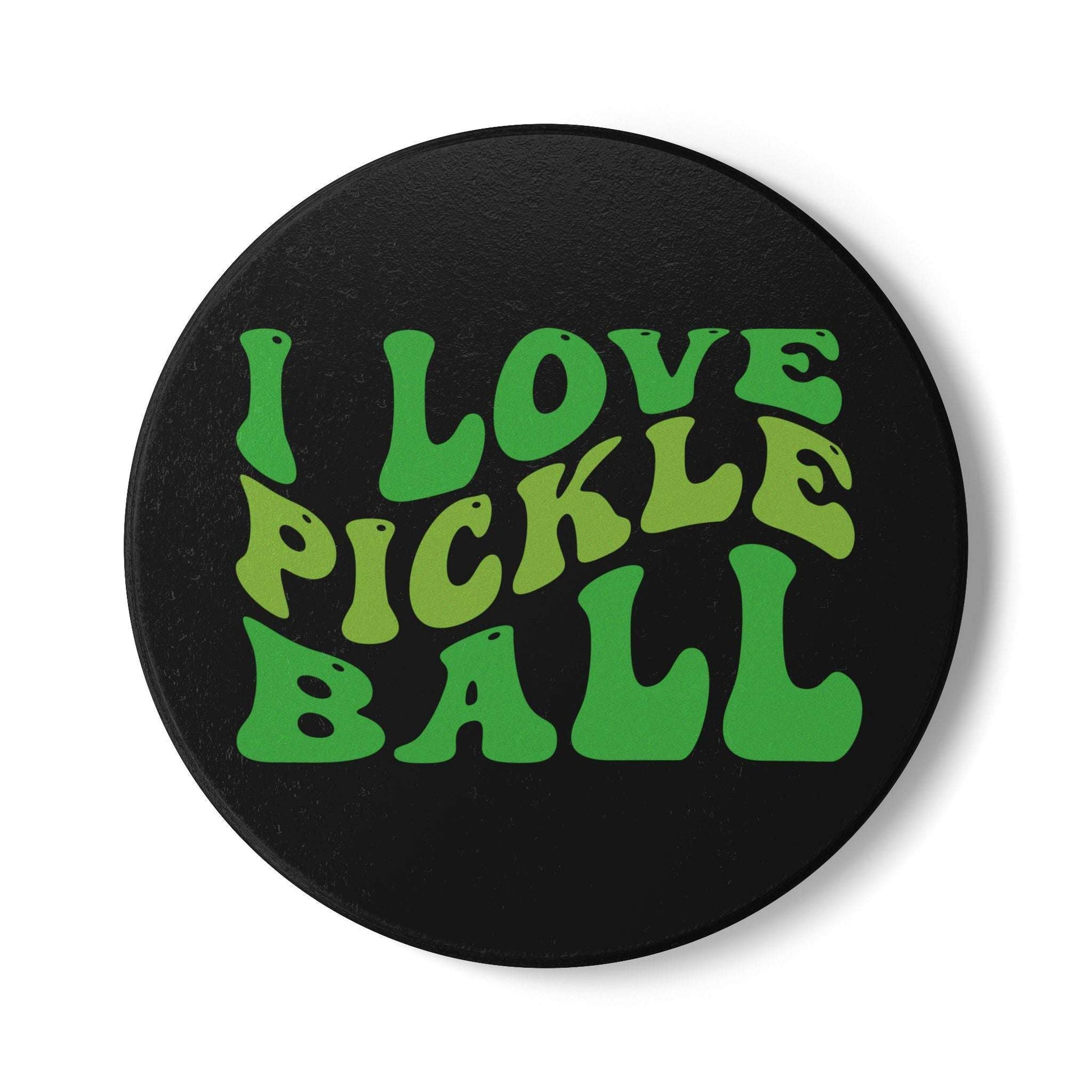 Pickleball Playful Ceramic Coaster - I Love Pickleball Black
