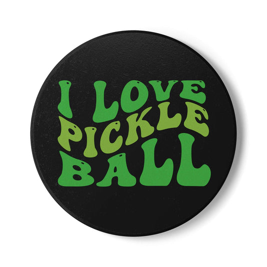 Pickleball Playful Ceramic Coaster - I Love Pickleball Black