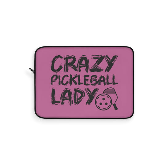 Pickleball Lightweight Laptop Sleeve - Crazy Pickleball Lady Pink