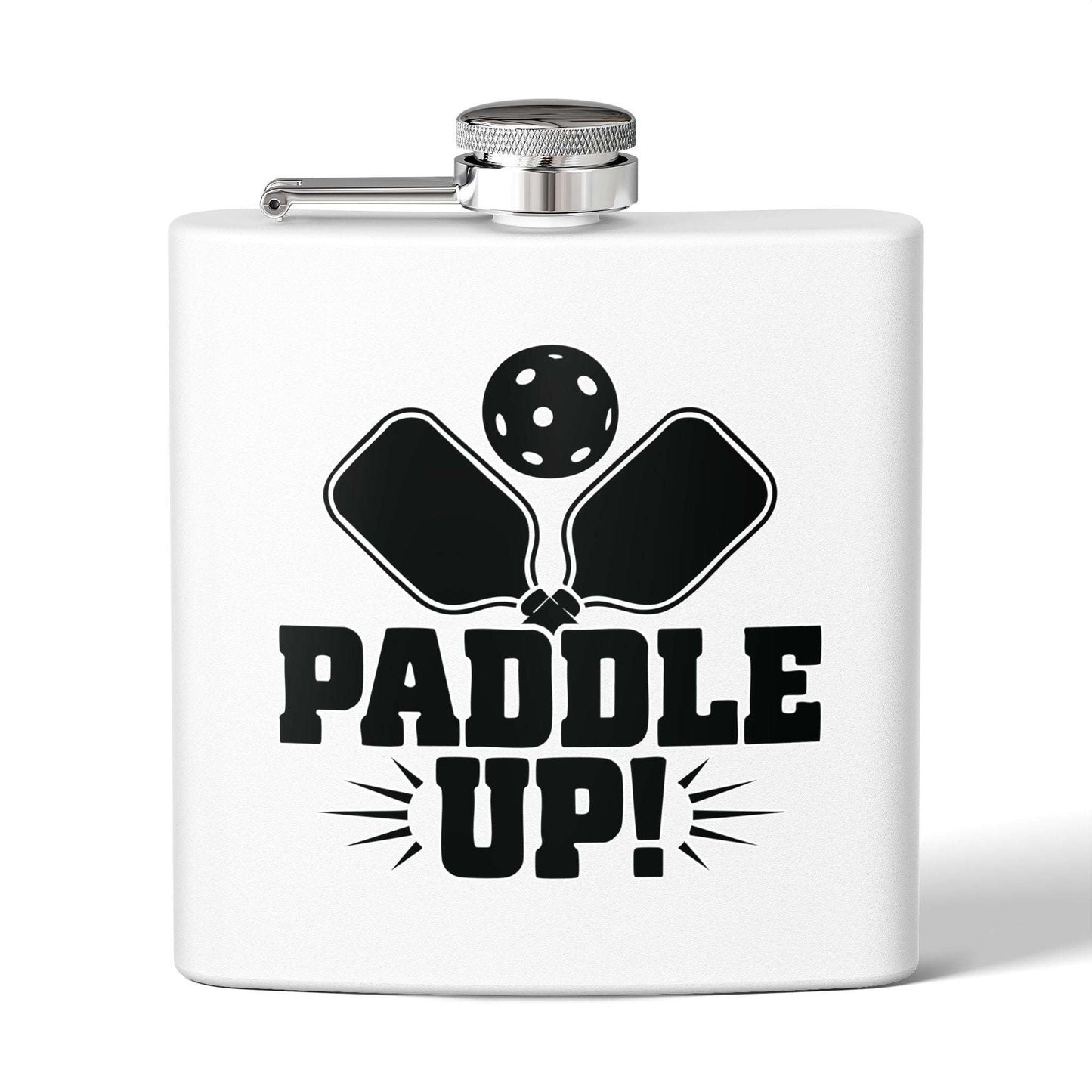 Pickleball Stylish Flask - Paddle Up White