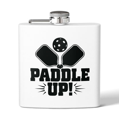 Pickleball Stylish Flask - Paddle Up White