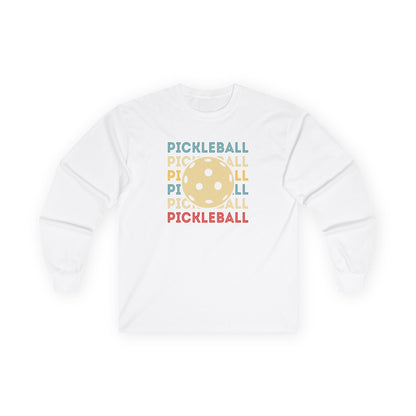 Men's Quirky Pickleball Long Sleeves top - Pickleball and Ball White