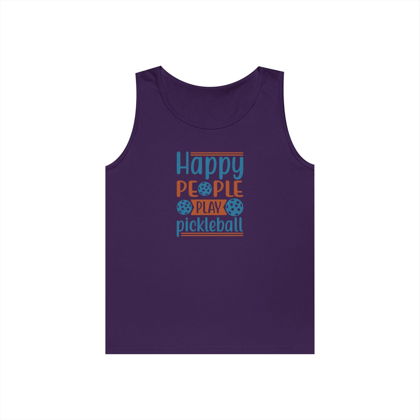 Women's Cheerful Pickleball Tank Top - Happy People Play Pickleball Purple