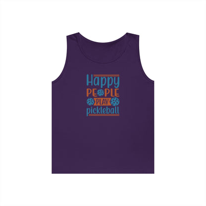 Women's Cheerful Pickleball Tank Top - Happy People Play Pickleball Purple