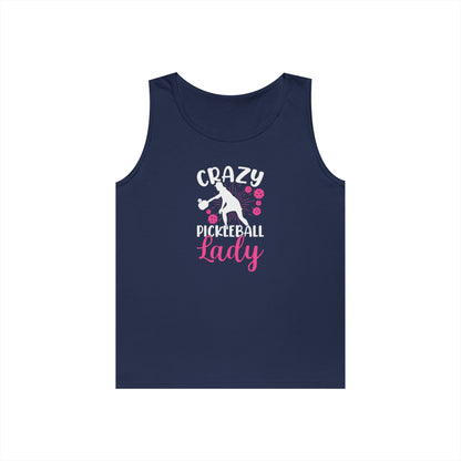 Women's Quirky Pickleball Tank Top - Crazy Pickleball Lady Navy