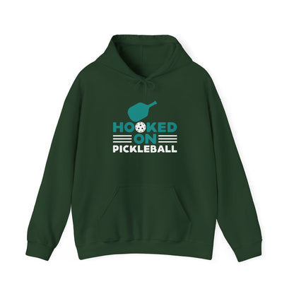 Men's Funny Pickleball Hoodie - Hooked on Pickleball Green