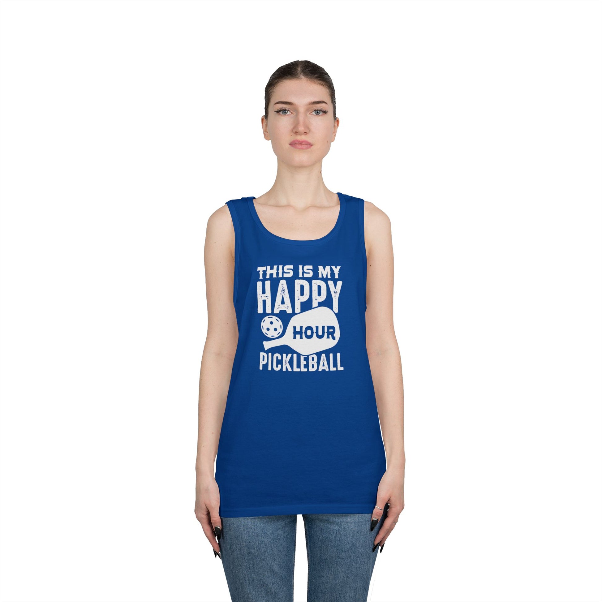 Women's Comfy Pickleball Tank Top - This Is My Happy Hour Pickleball