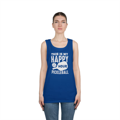 Women's Comfy Pickleball Tank Top - This Is My Happy Hour Pickleball