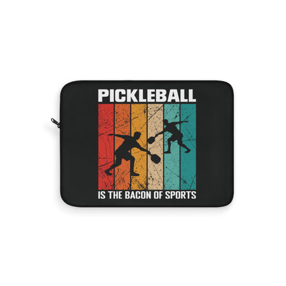 Pickleball Laptop Sleeve - Pickleball is the Bacon of Sports Retro Black