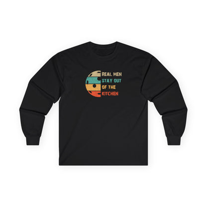 Men's Pickleball Long Sleeves top - Real Men Stay Out of the Kitchen Black
