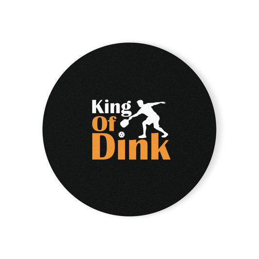 Pickleball Cool Cork Coaster - King of Dink Black